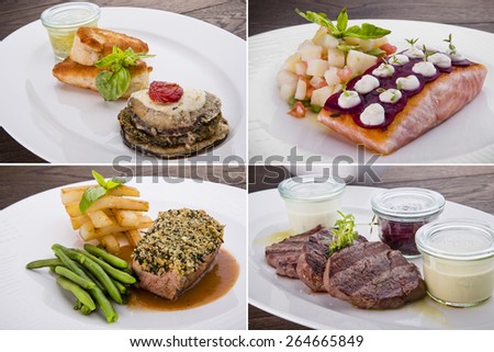 Collection of warm meat dishes. Includes lamb, pork, chicken and beef dishes.