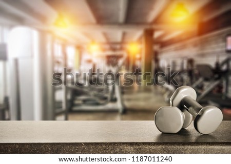 Table background of free space for your decoration and gym interior