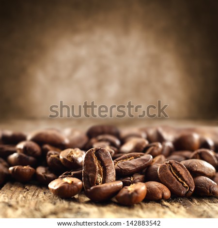 background of coffee beans and brown dirty wall