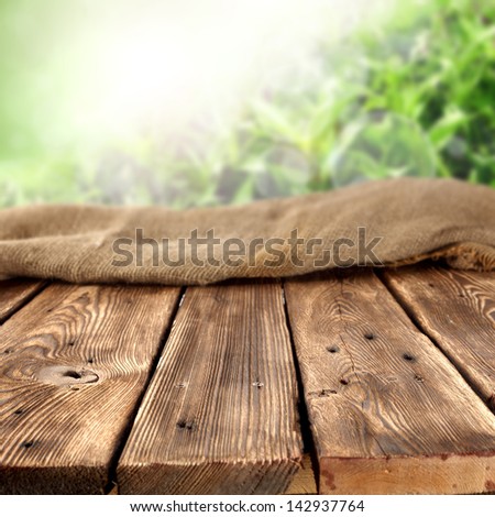 old worn table in garden