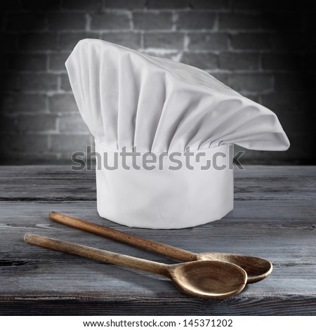 background of cook hat in retro kitchen