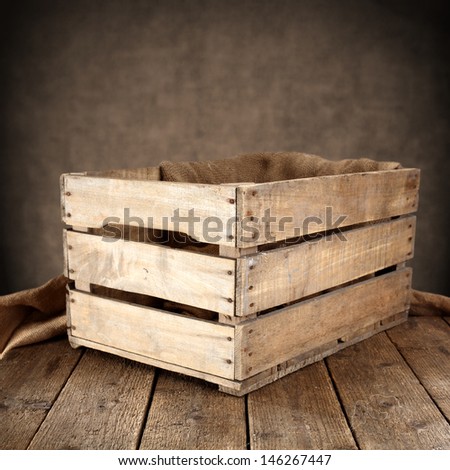 empty wooden box and wooden table