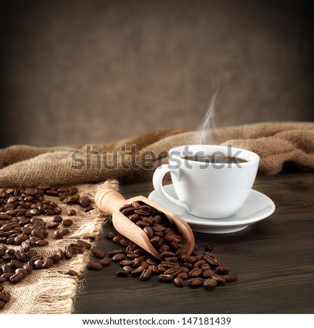 smell of coffee on wooden table