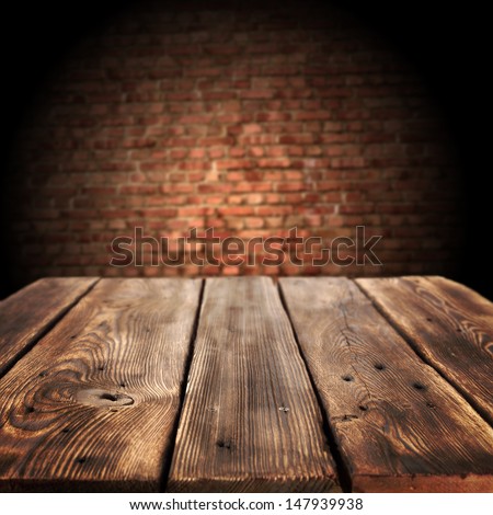 Empty Dark Table In Dark Room