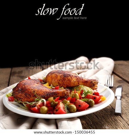 black background of slow food