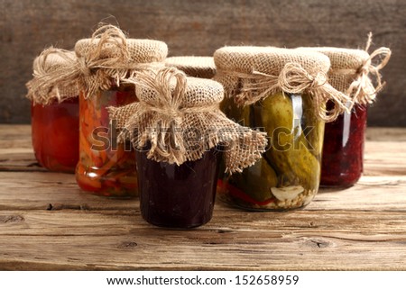 few jars on table