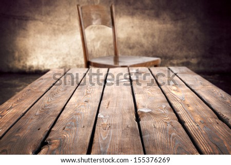long table in dark space