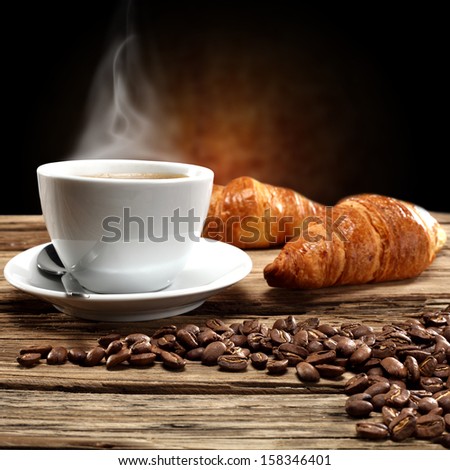croissants coffee and beans