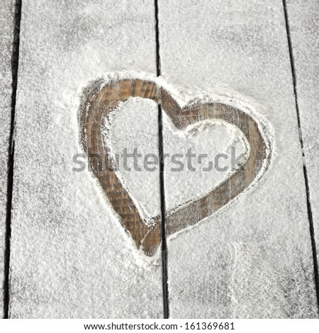 flour heart on table