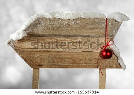 wooden banner of red ball