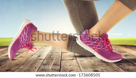 red shoes on wooden desk