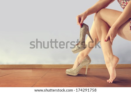 legs of woman and new shoes