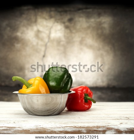 vegetables and gray wall