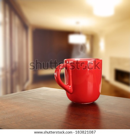 red mug interior and room