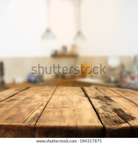 table and kitchen space