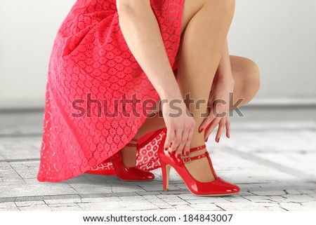 red skirt and woman