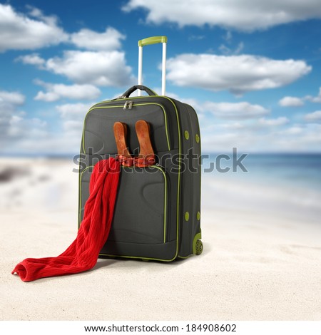 suitcase and exotic travel