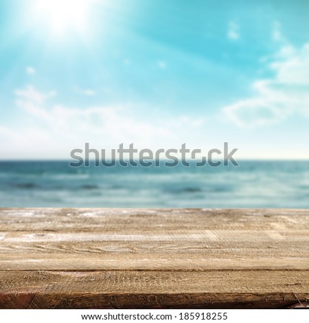 empty desk and summer sea