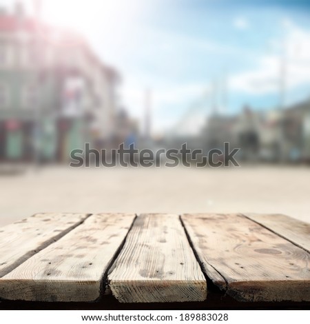 wooden space and old city decoration