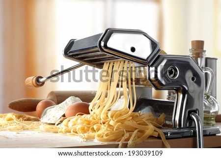 machine of pasta and yellow food