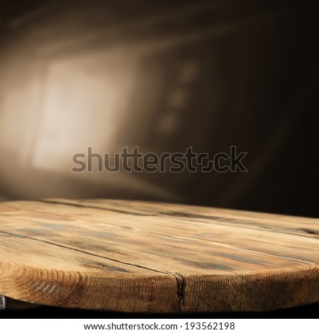free space on wooden worn table