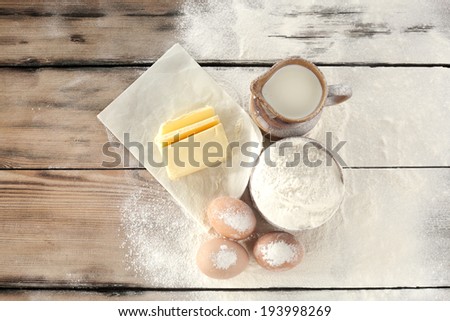 retro photo of butter eggs milk and flour