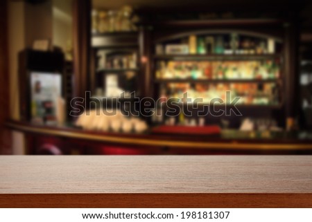 brown desk and bar in interior