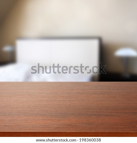 bedroom  and dark brown desk
