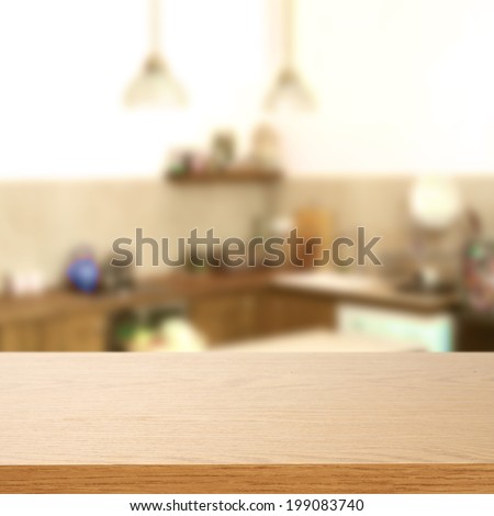 yellow desk and kitchen