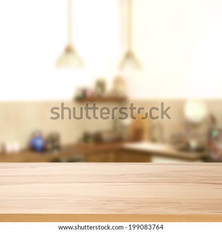 wooden yellow desk kitchen decoration and free space