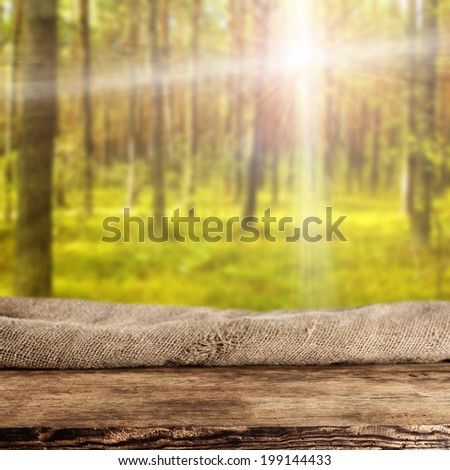 desk sun brown color and forest space