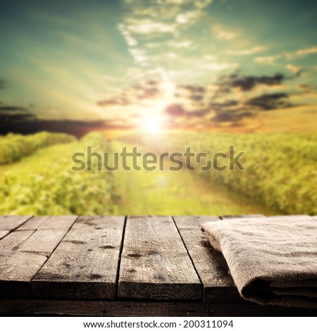 grass sun and napkin on table