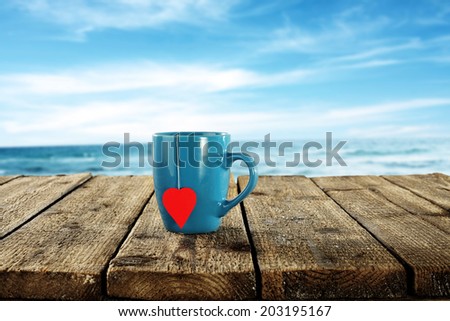 blue mug and love