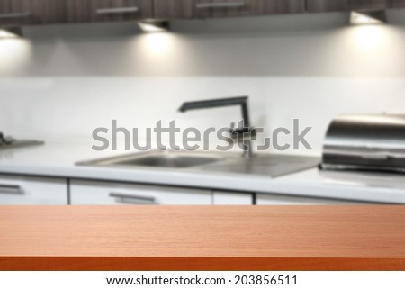 red kitchen and desk