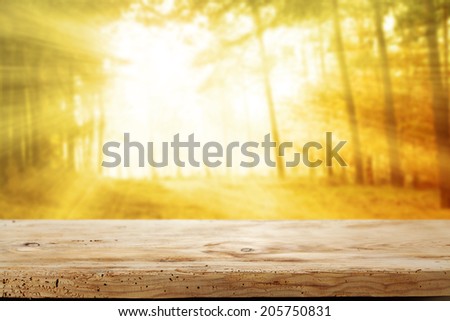 autumn time and free space on wooden desk
