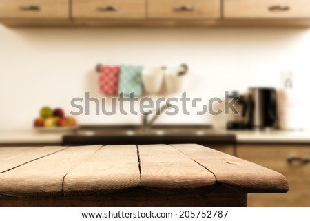 kitchen and wooden table
