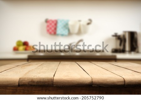 desk of kitchen and interior