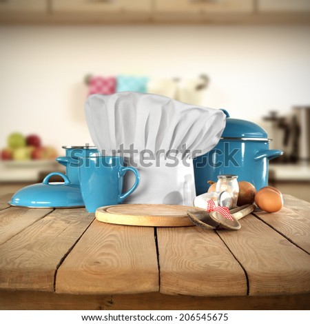 desk spoons and cook hat