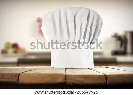 single cook hat and kitchen furniture background space