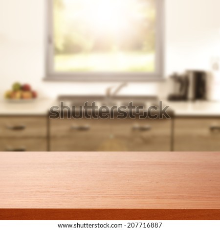 red desk of kitchen