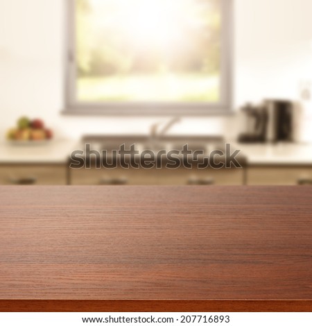 brown furniture desk of kitchen