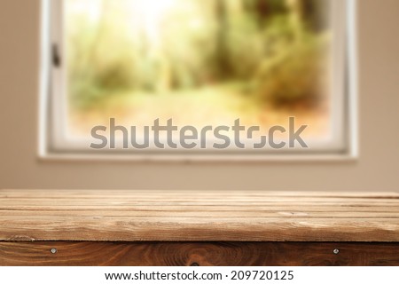 garden window and table of wood