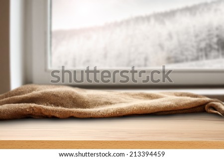 yellow sill and window with winter space