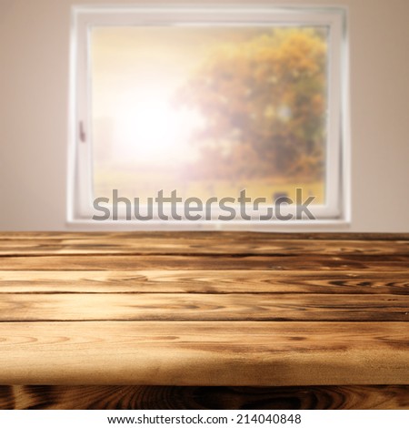 sun light space in window and brown color table