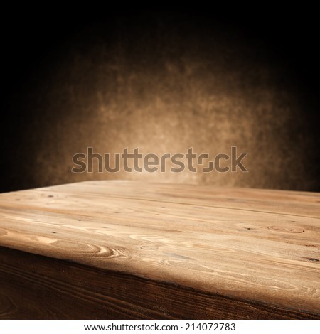 empty color of table and free space with dark wallpaper