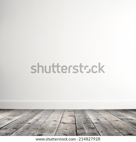 color of wall in white and gray floor of wood space