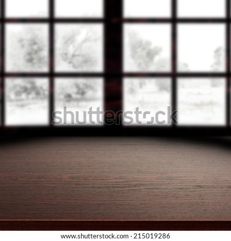 winter window space and dark brown window sill