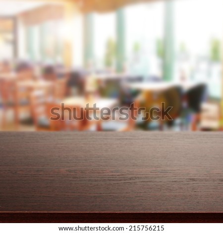 dark brown desk and restaurant place