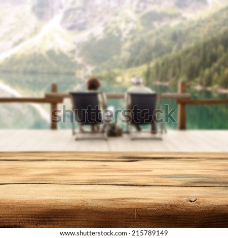 wooden terrace with wooden desk