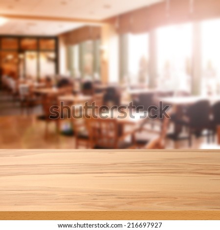 yellow desk of table and restaurant